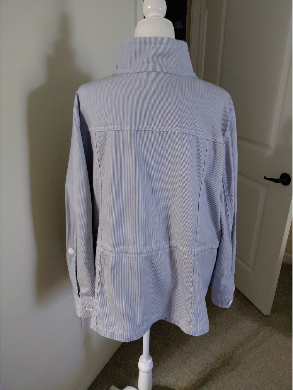 Talbots Stripe Twill Jacket Light Blue Size 2X Excellent Condition #785 - Picture 7 of 11